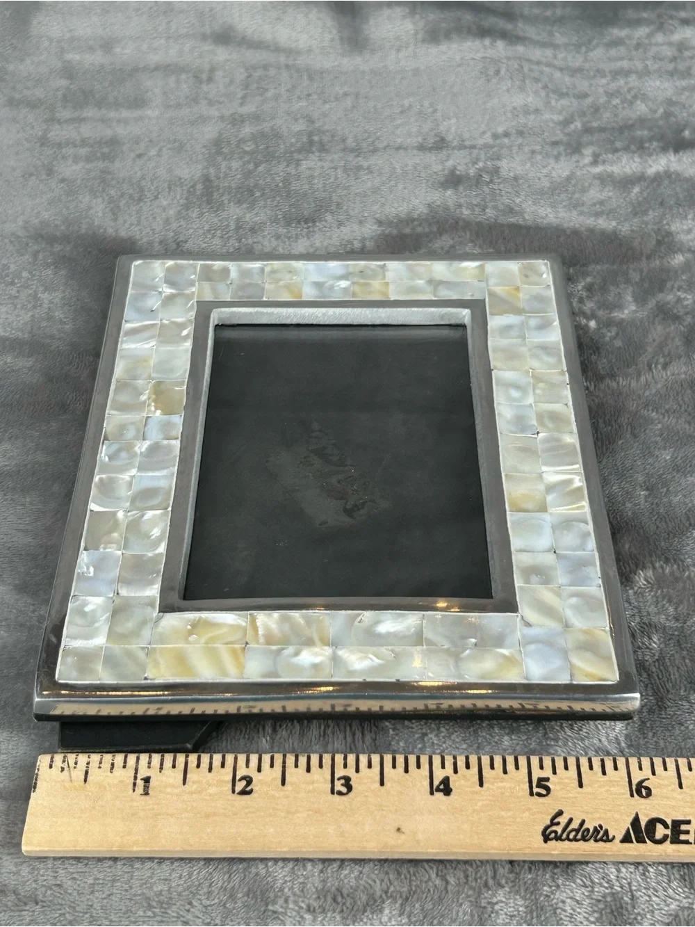Vintage Mother Of Pearl Frame For 4x6” Silvertone Metal Easel Back Coastal Vibes